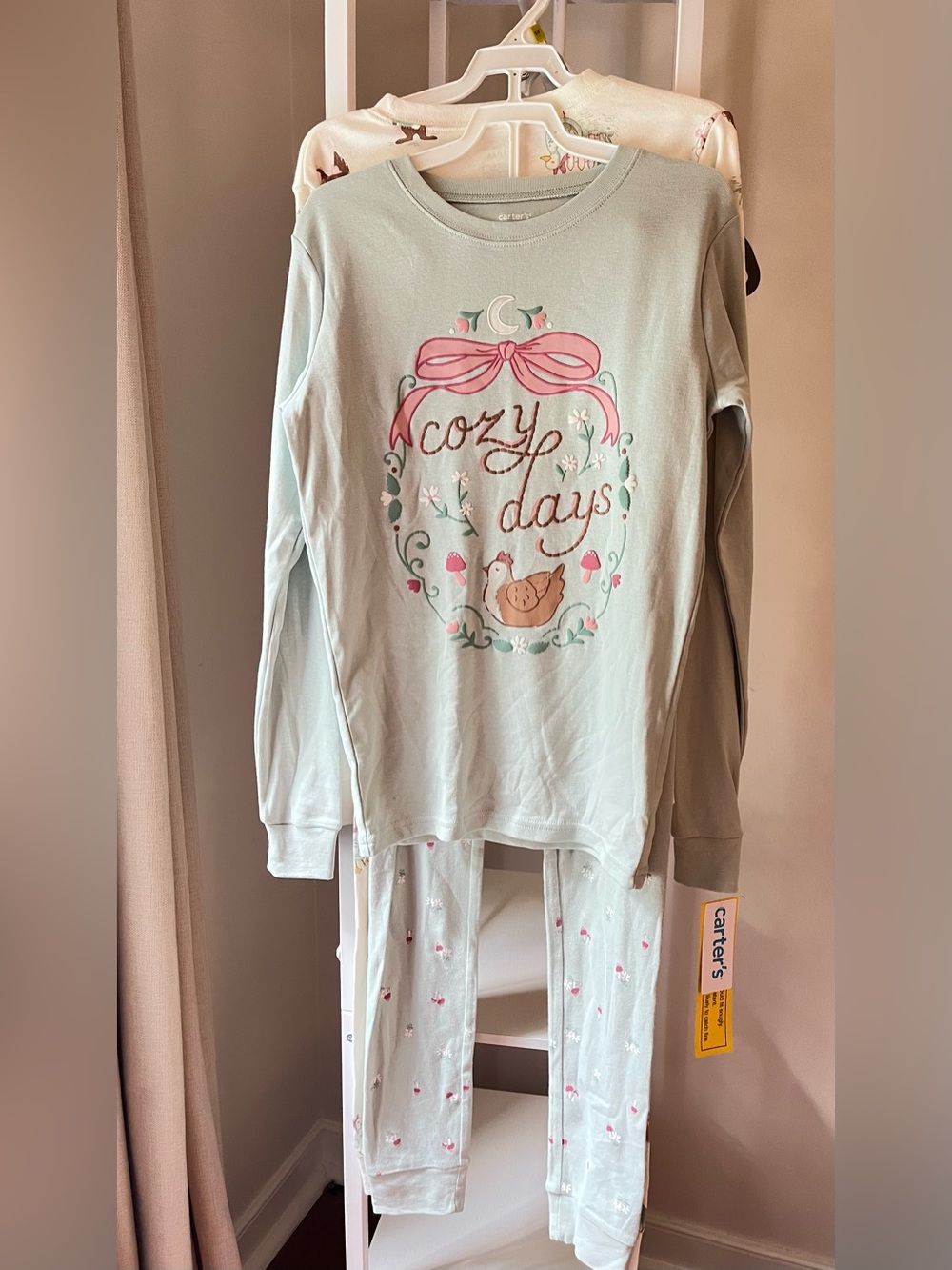 Carter's ‘Cozy Days' Girls Long-Sleeve Pajama 4 pc Set - Size 14 NWT